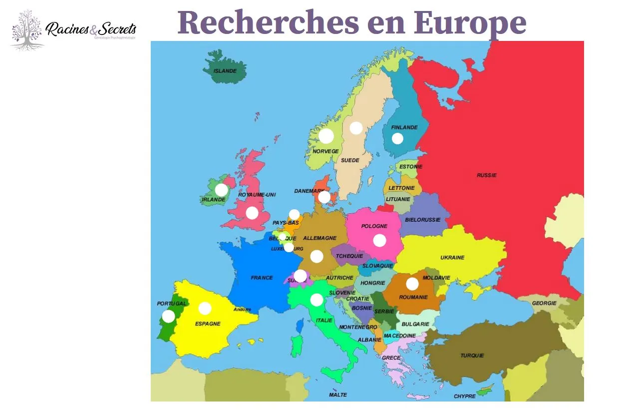 Carte interactive des recherches généalogique en Europe