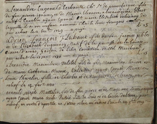 Registre de bourgeoisie archives Lille